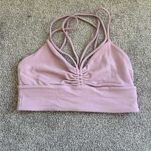 Lululemon Nulu Strappy V-Neck Yoga Bra Size 4 Rose Blush
